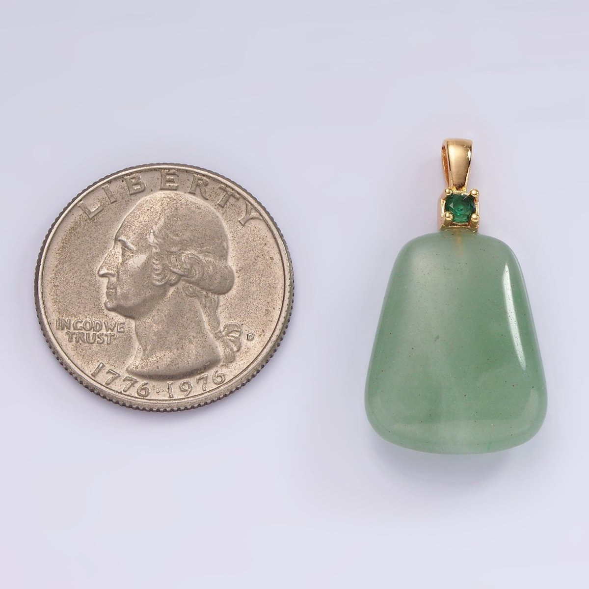 14K Gold Filled 30mm Aventurine, Clear Quartz, Amethyst, Rose Quartz CZ Bail Pendant | N2019 - N2025
