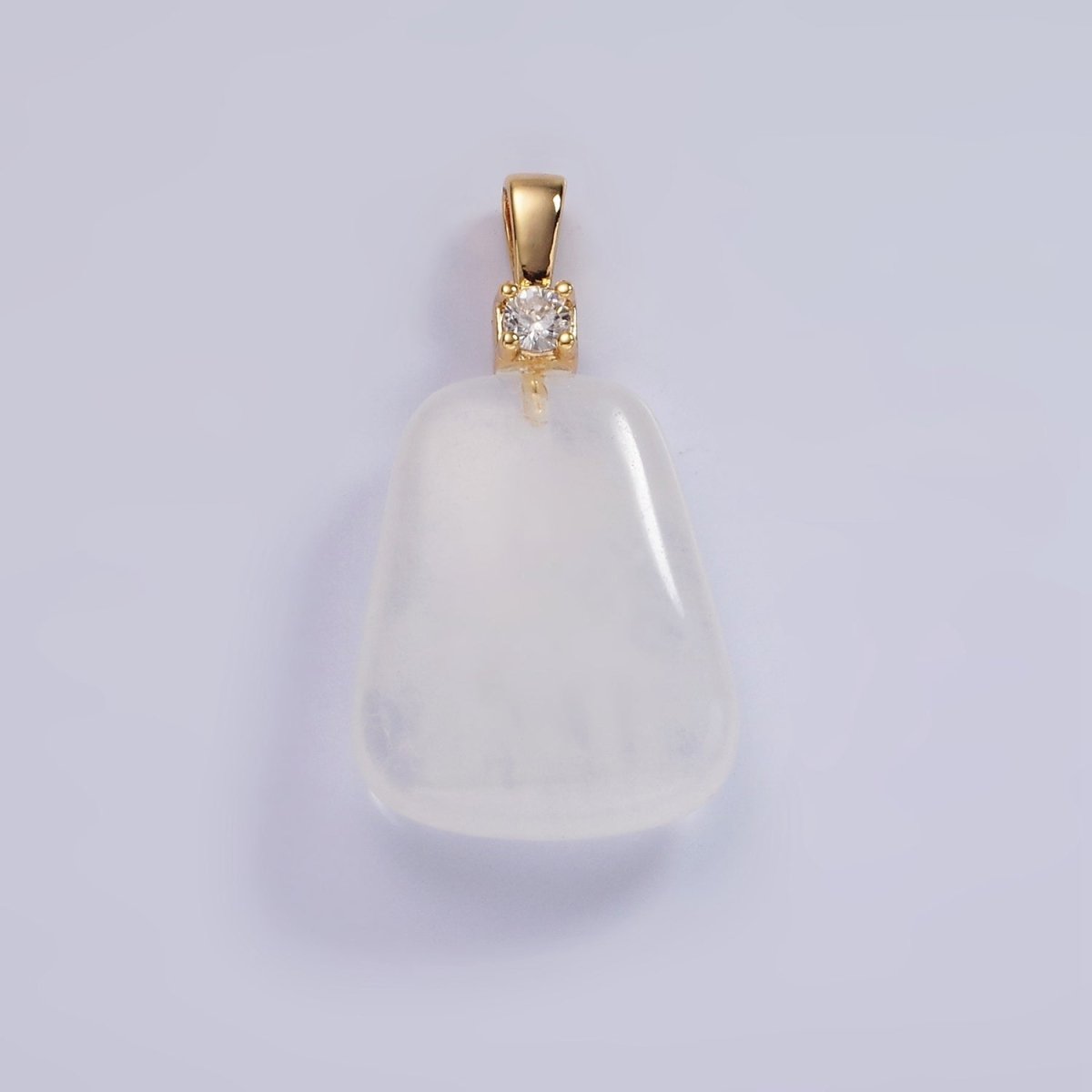 14K Gold Filled 30mm Aventurine, Clear Quartz, Amethyst, Rose Quartz CZ Bail Pendant | N2019 - N2025