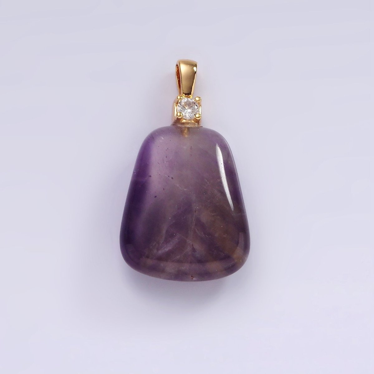 14K Gold Filled 30mm Aventurine, Clear Quartz, Amethyst, Rose Quartz CZ Bail Pendant | N2019 - N2025