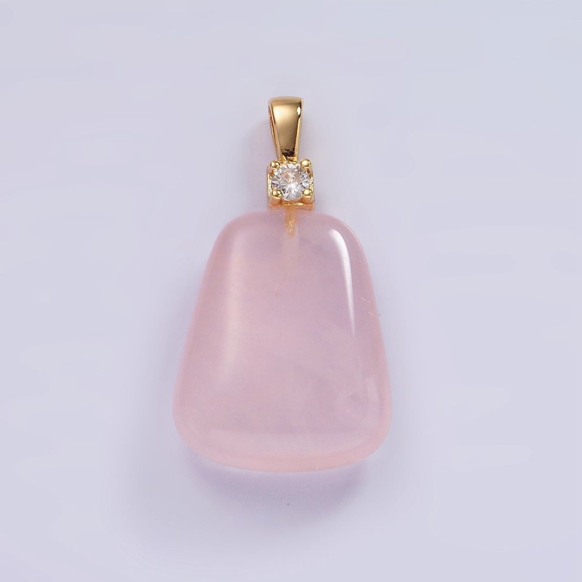 14K Gold Filled 30mm Aventurine, Clear Quartz, Amethyst, Rose Quartz CZ Bail Pendant | N2019 - N2025