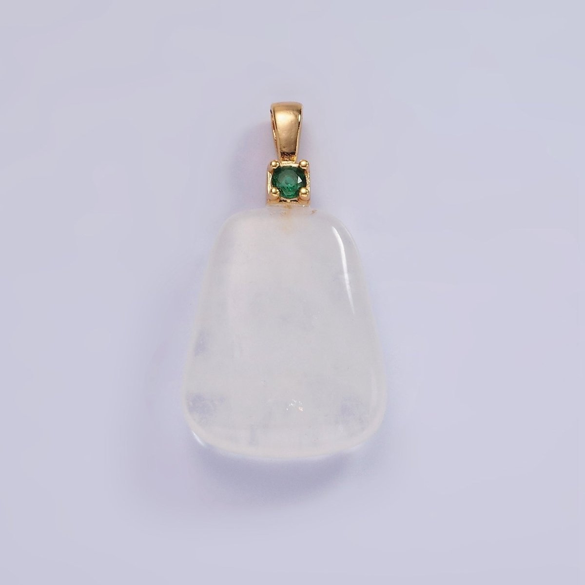 14K Gold Filled 30mm Aventurine, Clear Quartz, Amethyst, Rose Quartz CZ Bail Pendant | N2019 - N2025
