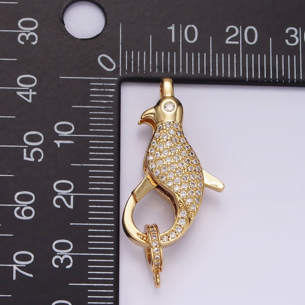 14K Gold Filled 30mm Bird Animal CZ Micro Paved Lobster Claw Clasps Closure Findings in Gold & Silver | Z603 Z604
