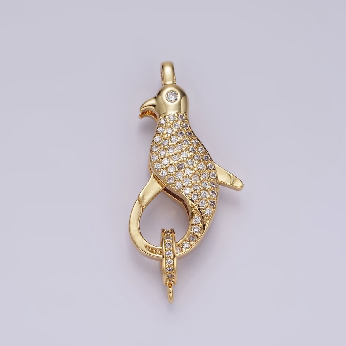 14K Gold Filled 30mm Bird Animal CZ Micro Paved Lobster Claw Clasps Closure Findings in Gold & Silver | Z603 Z604