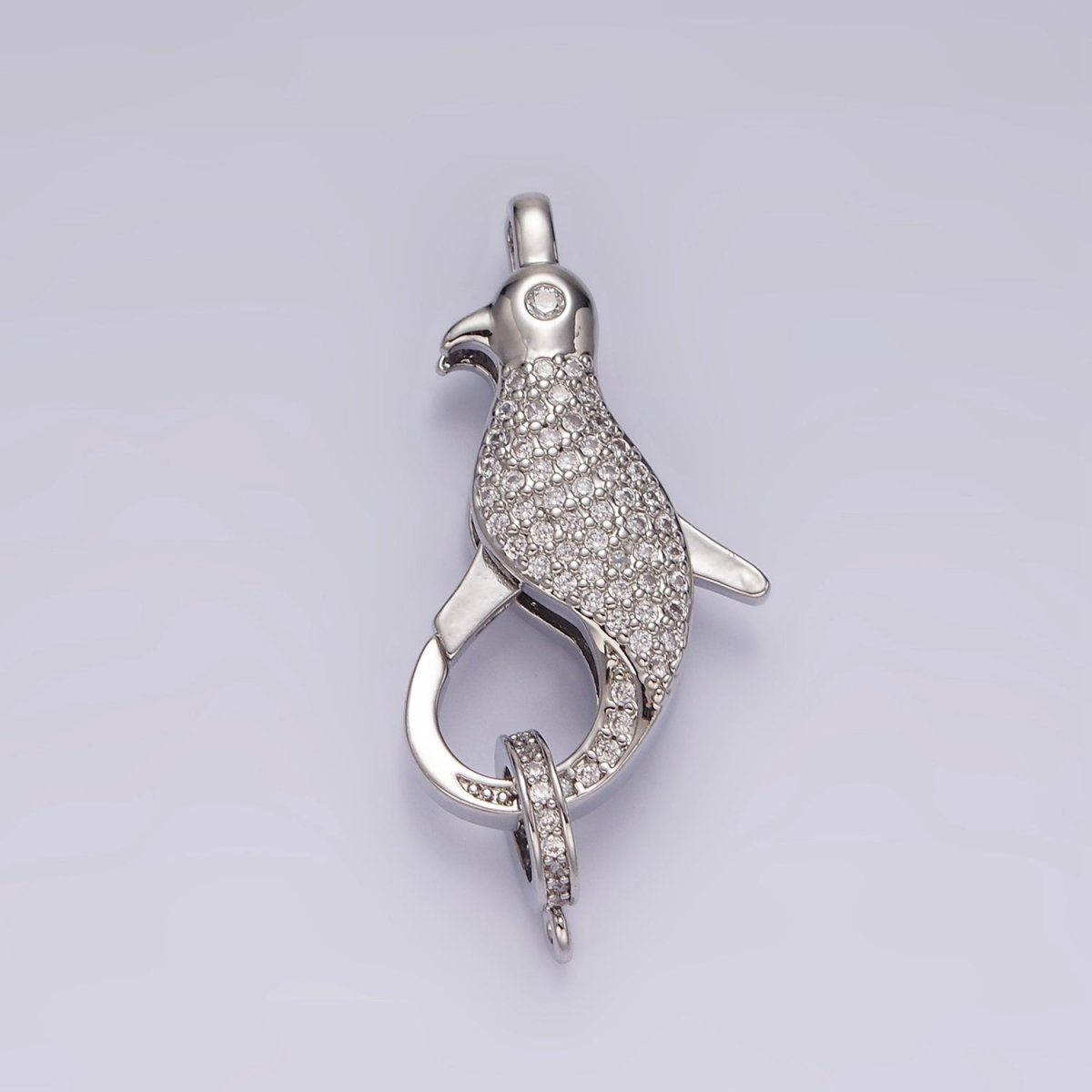 14K Gold Filled 30mm Bird Animal CZ Micro Paved Lobster Claw Clasps Closure Findings in Gold & Silver | Z603 Z604