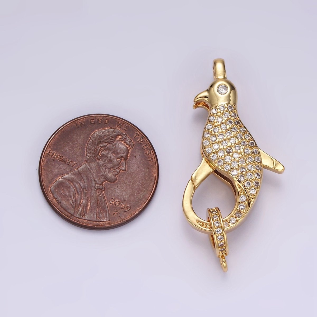 14K Gold Filled 30mm Bird Animal CZ Micro Paved Lobster Claw Clasps Closure Findings in Gold & Silver | Z603 Z604