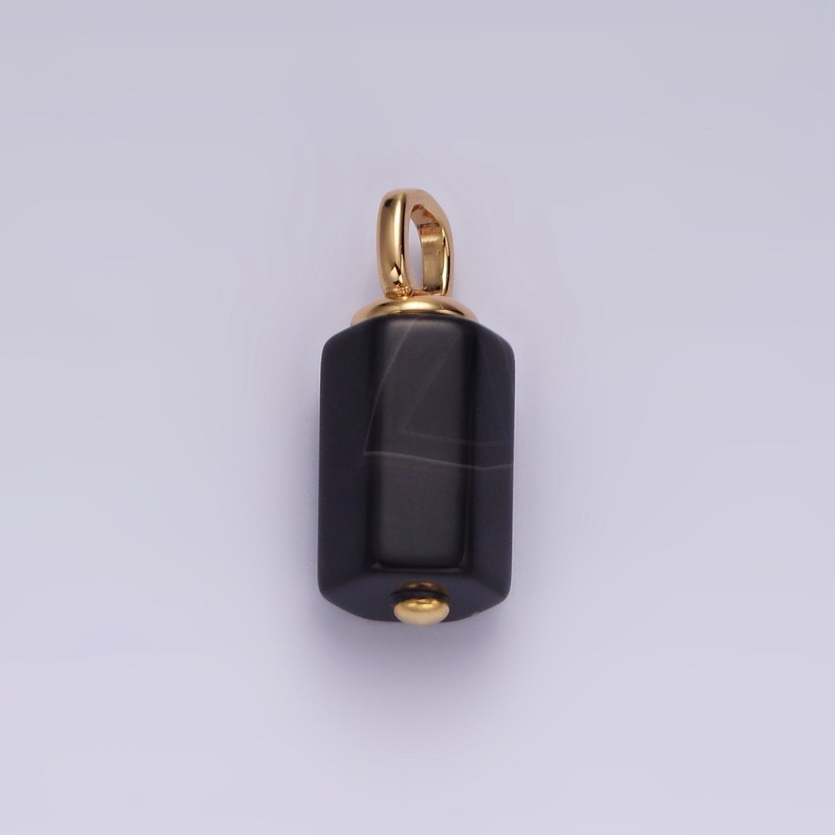 14K Gold Filled 30mm Black Onyx Multifaceted Tube Minimalist Pendant | N1989 - DLUXCA