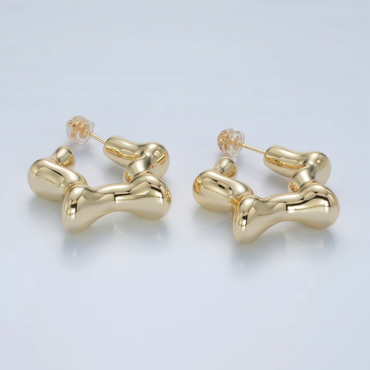 30mm Celestial Star C-Shaped Hoop Earrings in Gold & Silver | AD684 AD685