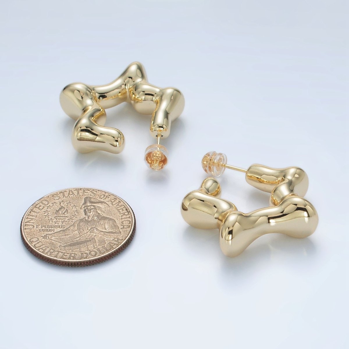 30mm Celestial Star C-Shaped Hoop Earrings in Gold & Silver | AD684 AD685