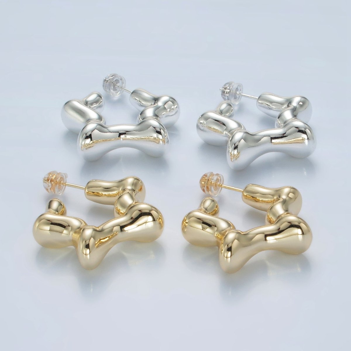 30mm Celestial Star C-Shaped Hoop Earrings in Gold & Silver | AD684 AD685