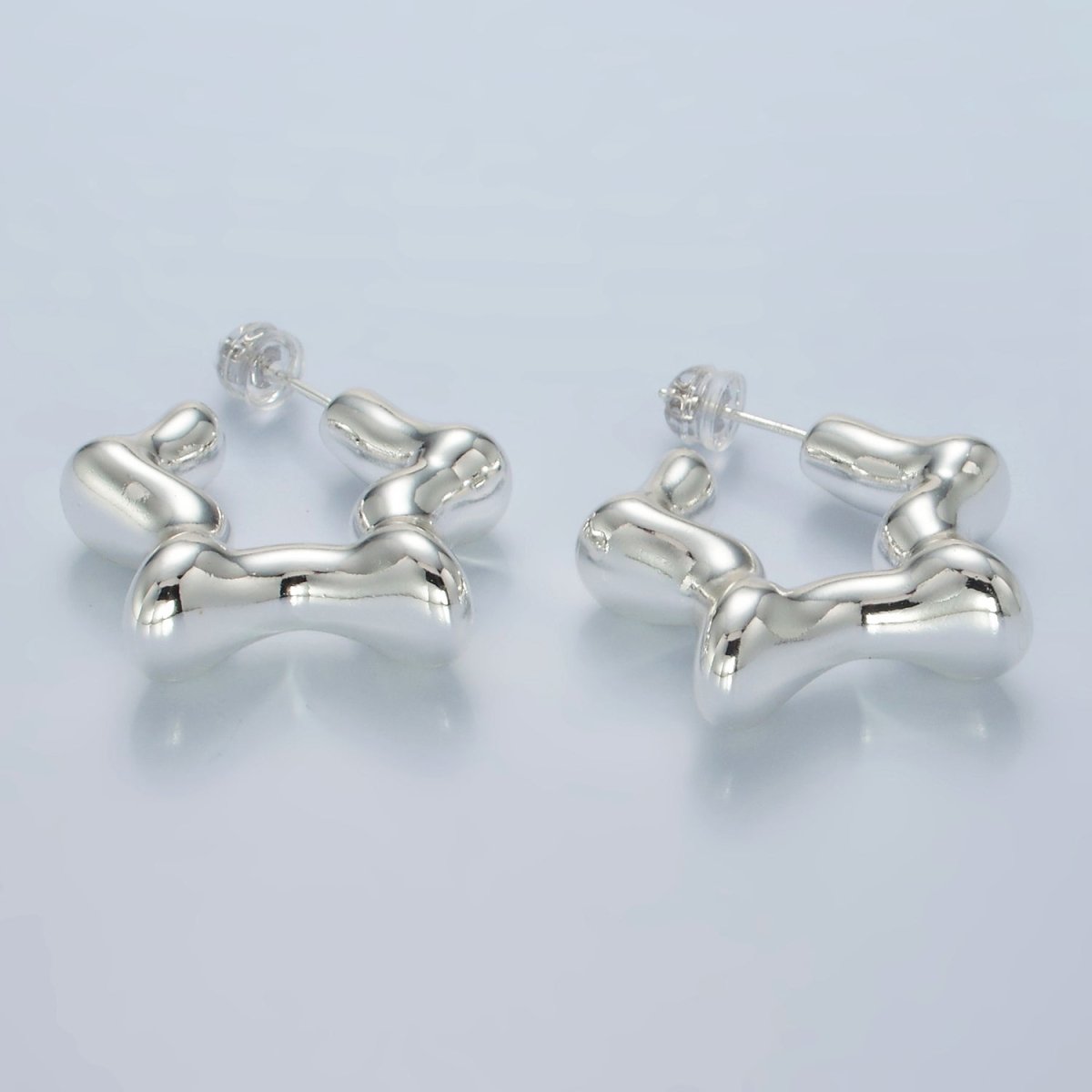 30mm Celestial Star C-Shaped Hoop Earrings in Gold & Silver | AD684 AD685