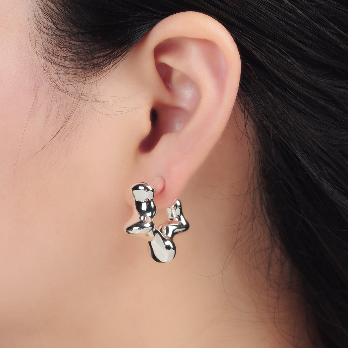 30mm Celestial Star C-Shaped Hoop Earrings in Gold & Silver | AD684 AD685