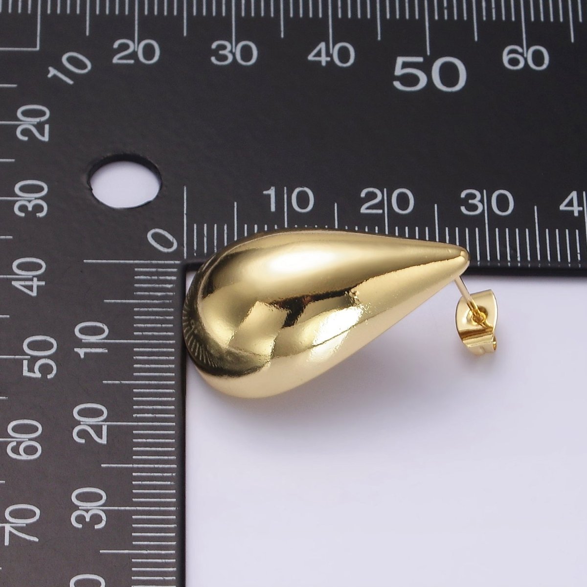 14K Gold Filled 30mm Chunky Modern Teardrop Stud Kylie Earrings in Gold & Silver | AE-194 AE-199