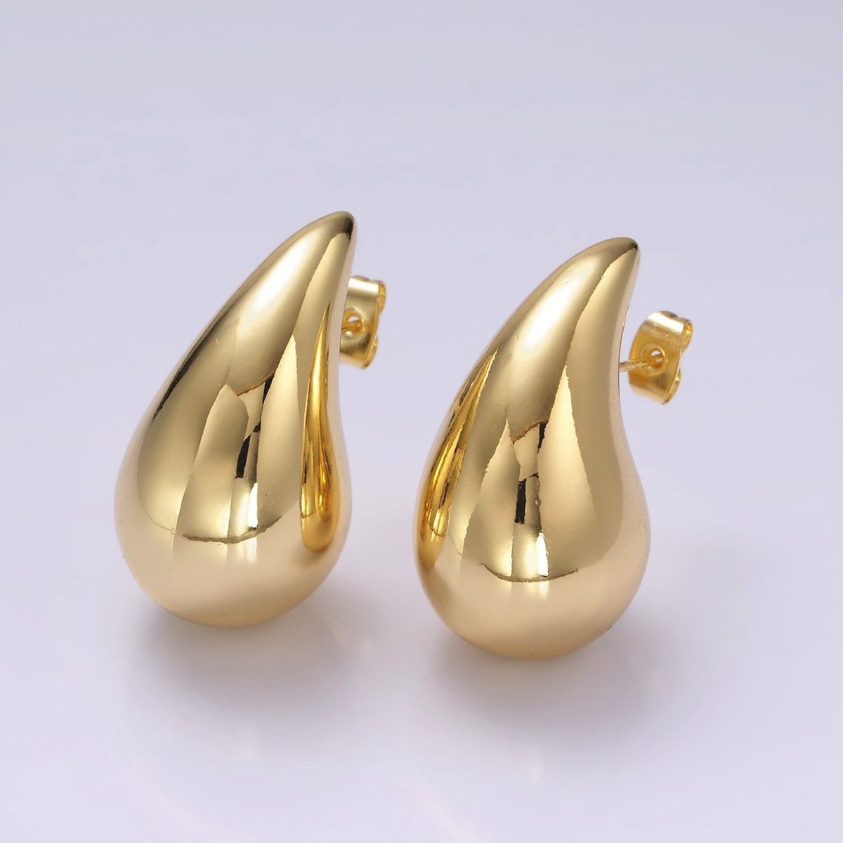 14K Gold Filled 30mm Chunky Modern Teardrop Stud Kylie Earrings in Gold & Silver | AE-194 AE-199