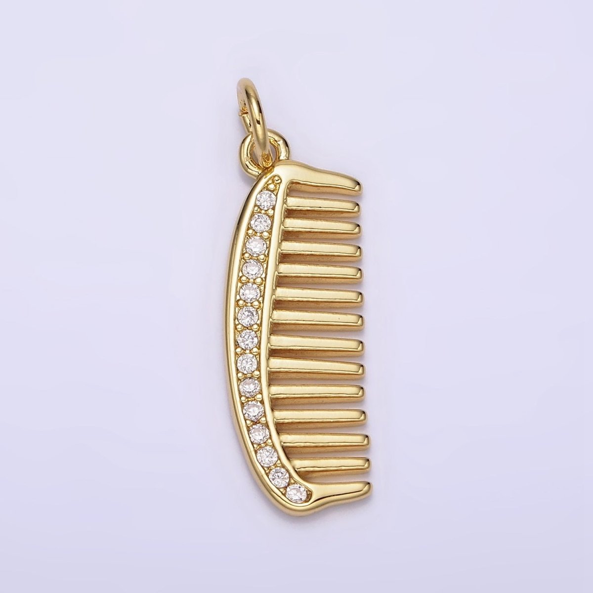 14K Gold Filled 30mm Clear Micro Paved CZ Hair Comb Charm | N1101 - DLUXCA
