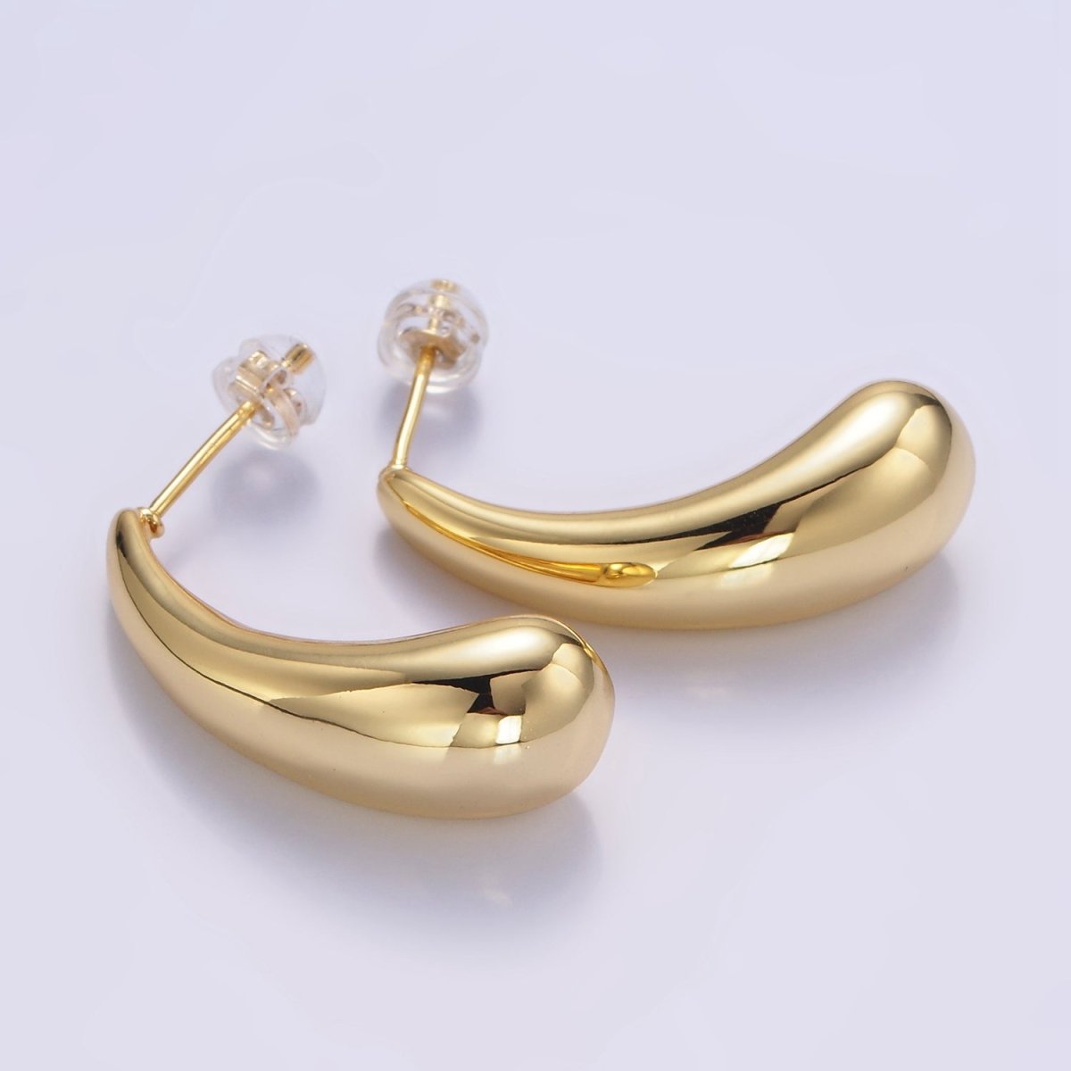 14K Gold Filled 30mm Geometric Teardrop Minimalist Stud Earrings in Silver & Gold | P520 P521