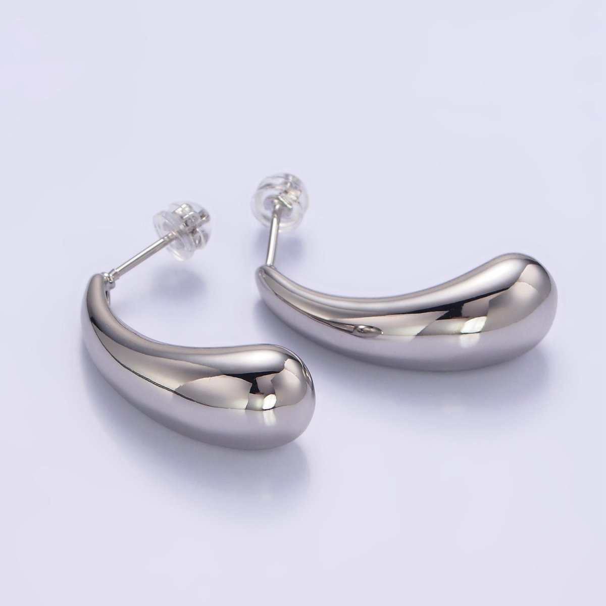 14K Gold Filled 30mm Geometric Teardrop Minimalist Stud Earrings in Silver & Gold | P520 P521