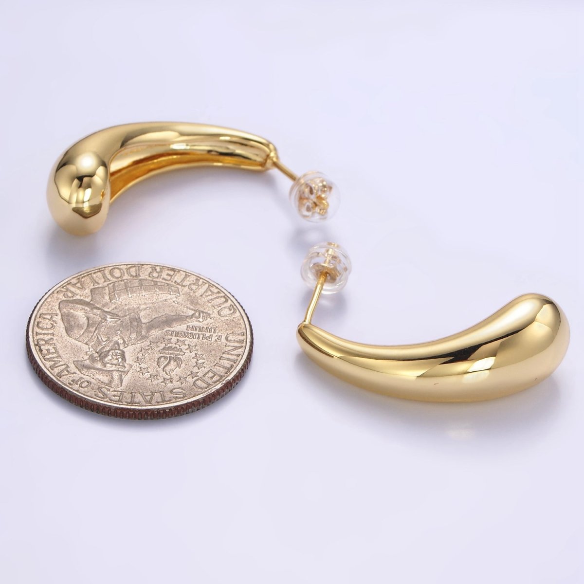 14K Gold Filled 30mm Geometric Teardrop Minimalist Stud Earrings in Silver & Gold | P520 P521