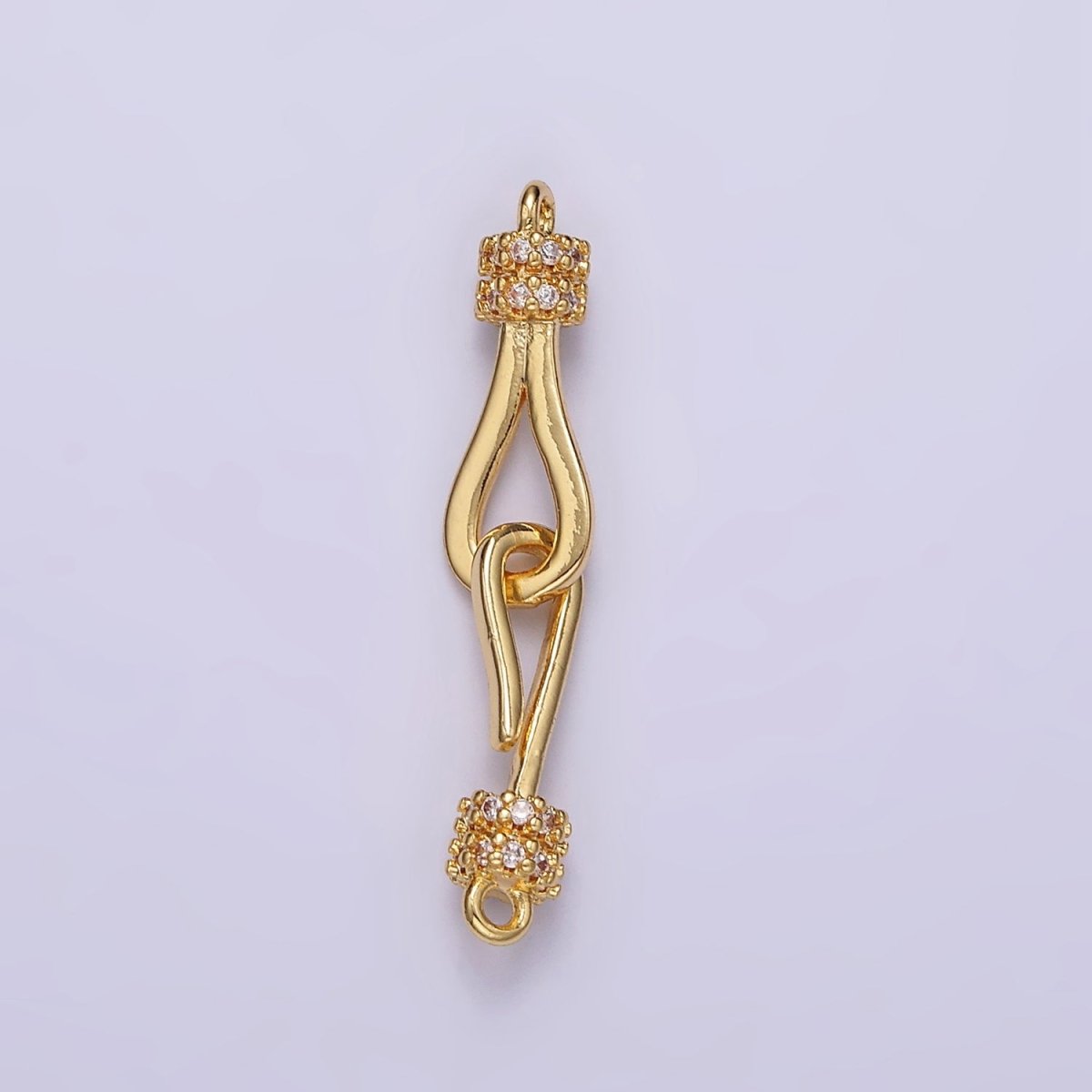 14K Gold Filled 30mm Hook Loop Micro Paved CZ Connector Jewelry Findings Supply | Z660