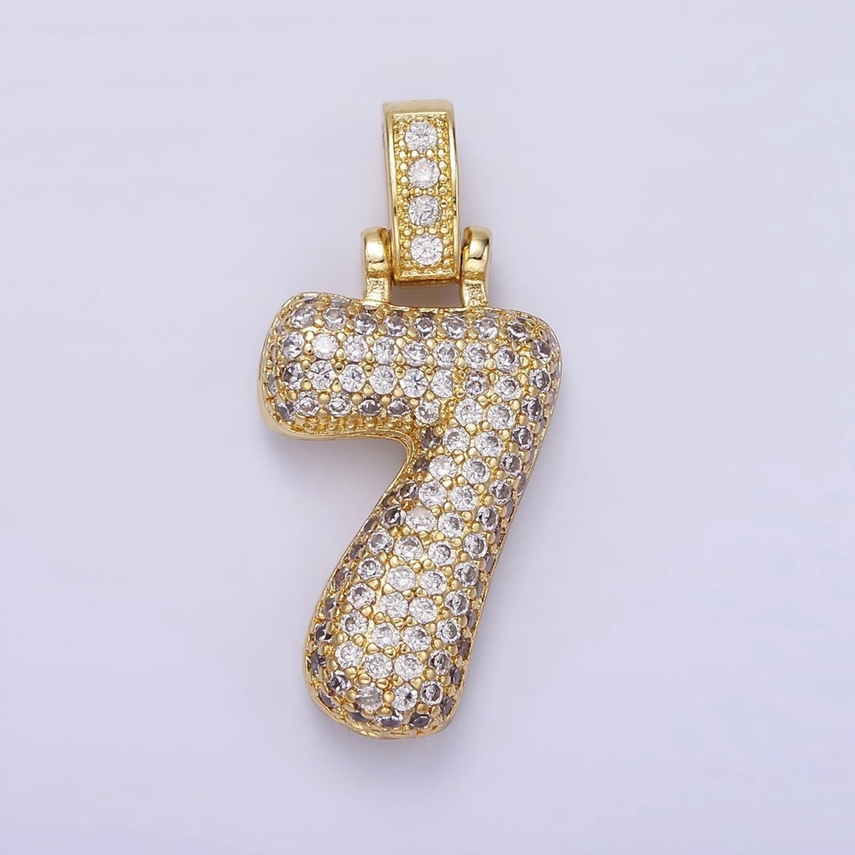 14K Gold Filled 30mm Micro Paved Balloon Bubble Number Pendant | AA1321 - AA1325