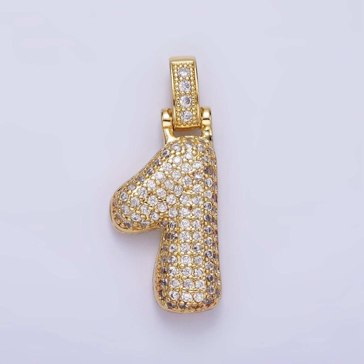14K Gold Filled 30mm Micro Paved Balloon Bubble Number Pendant | AA1321 - AA1325