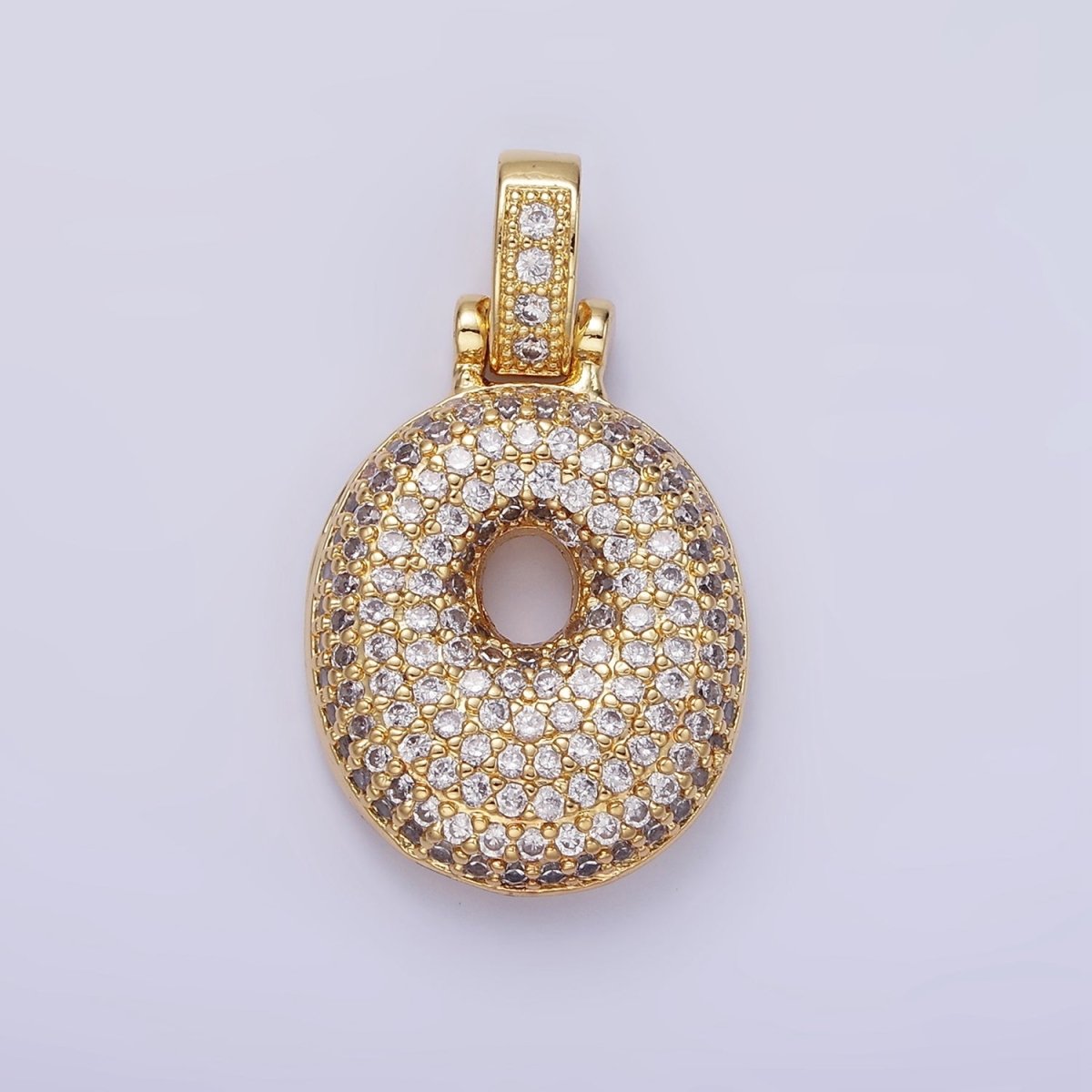 14K Gold Filled 30mm Micro Paved Balloon Bubble Number Pendant | AA1321 - AA1325
