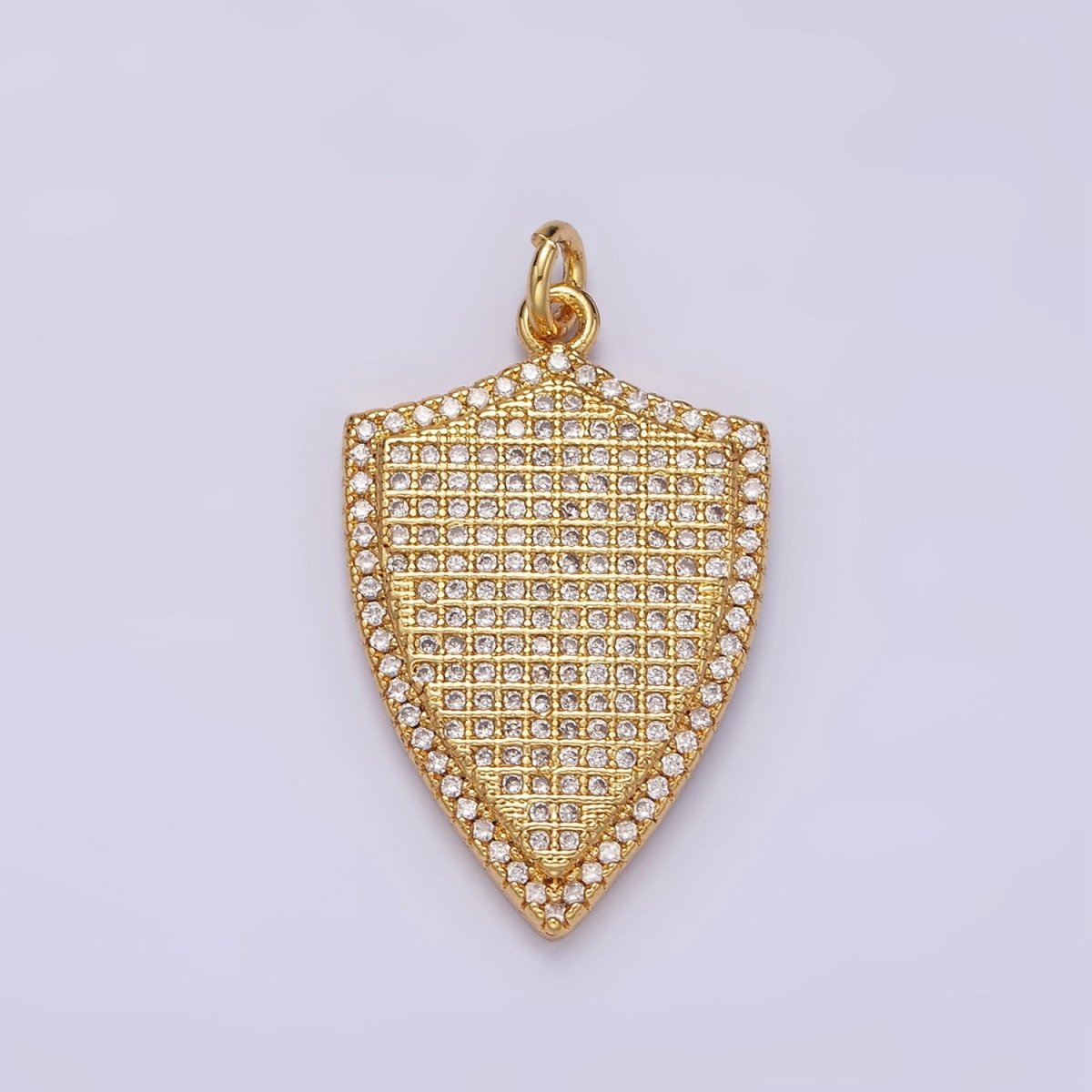 14K Gold Filled 30mm Micro Paved CZ Shield Charm in Silver, Gold, Black | N1132 - N1134