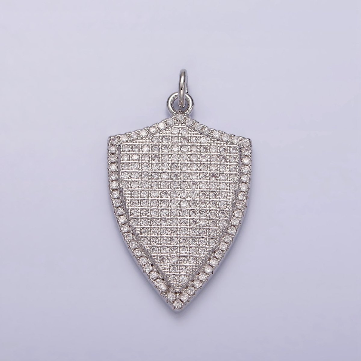 14K Gold Filled 30mm Micro Paved CZ Shield Charm in Silver, Gold, Black | N1132 - N1134