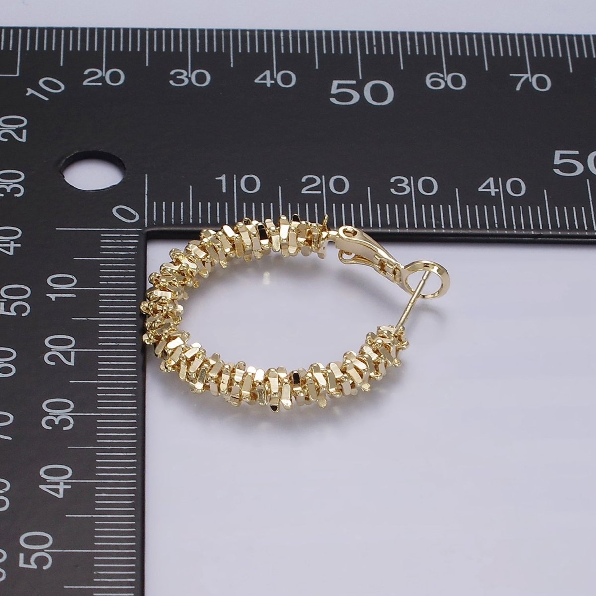14K Gold Filled 30mm Multiple Geometric Bead Hinge Hoop Earrings in Gold & Silver | AE297 AE298