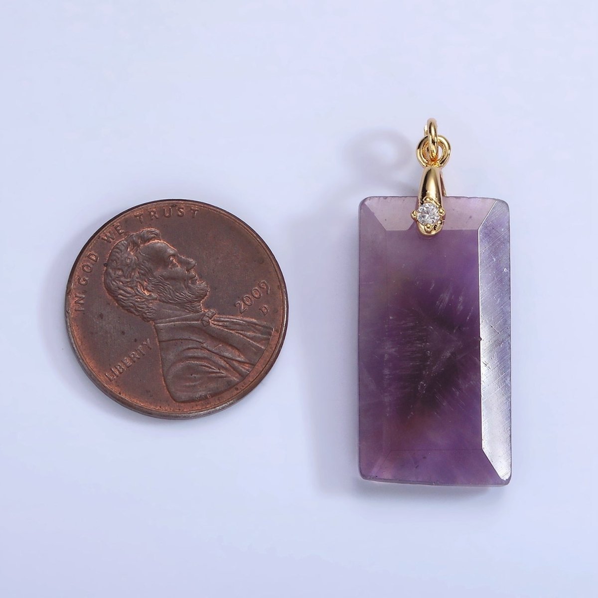14K Gold Filled 30mm Natural Gemstone Rectangular Bar CZ Bail Pendant | AG288 - AG293