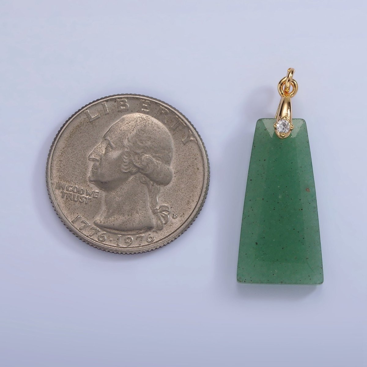 14K Gold Filled 30mm Natural Gemstone Triangle CZ Bail Pendant | AG324 - AG332