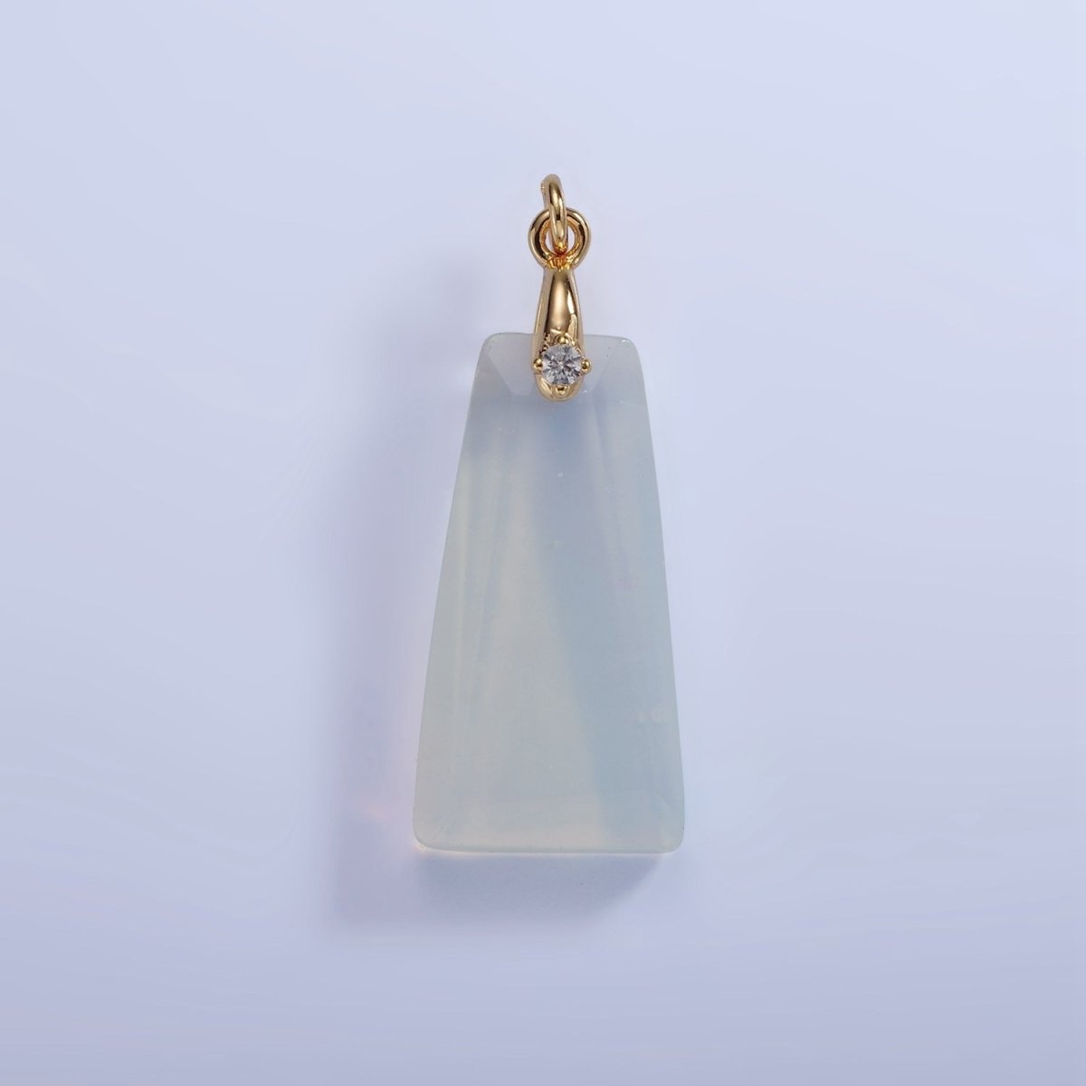 14K Gold Filled 30mm Natural Gemstone Triangle CZ Bail Pendant | AG324 - AG332