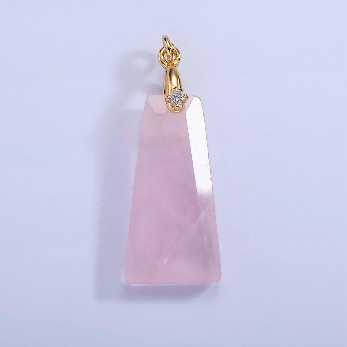 14K Gold Filled 30mm Natural Gemstone Triangle CZ Bail Pendant | AG324 - AG332