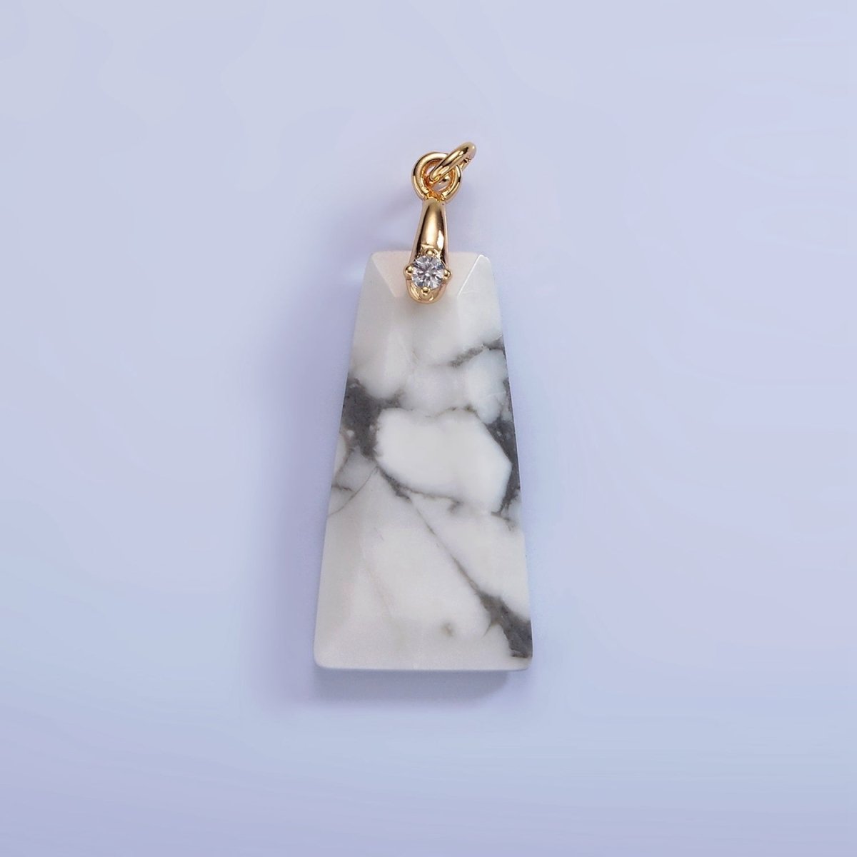 14K Gold Filled 30mm Natural Gemstone Triangle CZ Bail Pendant | AG324 - AG332