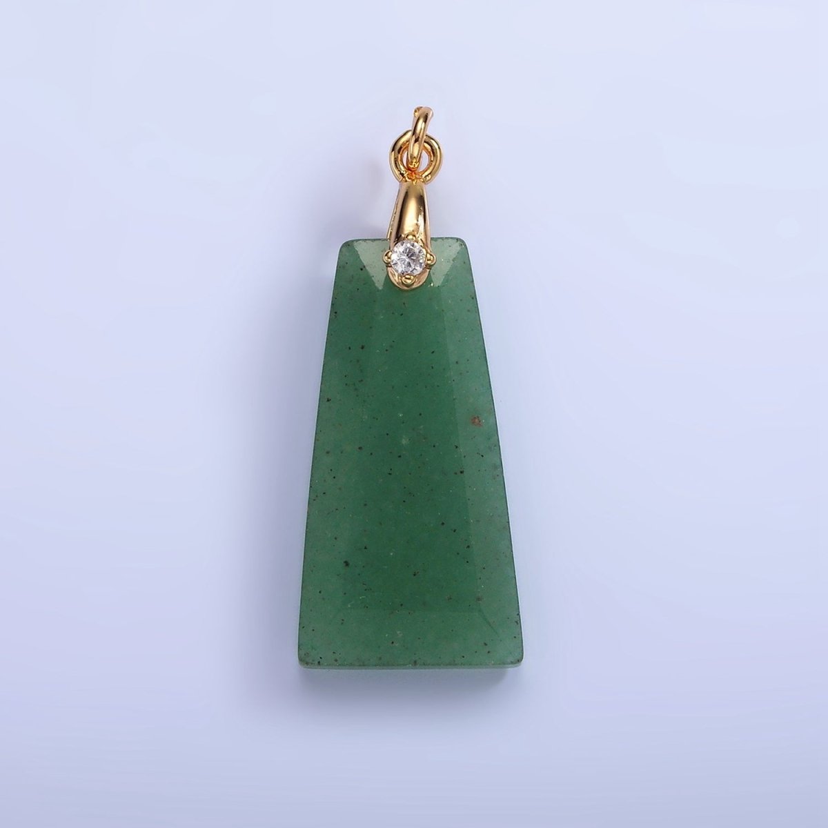 14K Gold Filled 30mm Natural Gemstone Triangle CZ Bail Pendant | AG324 - AG332