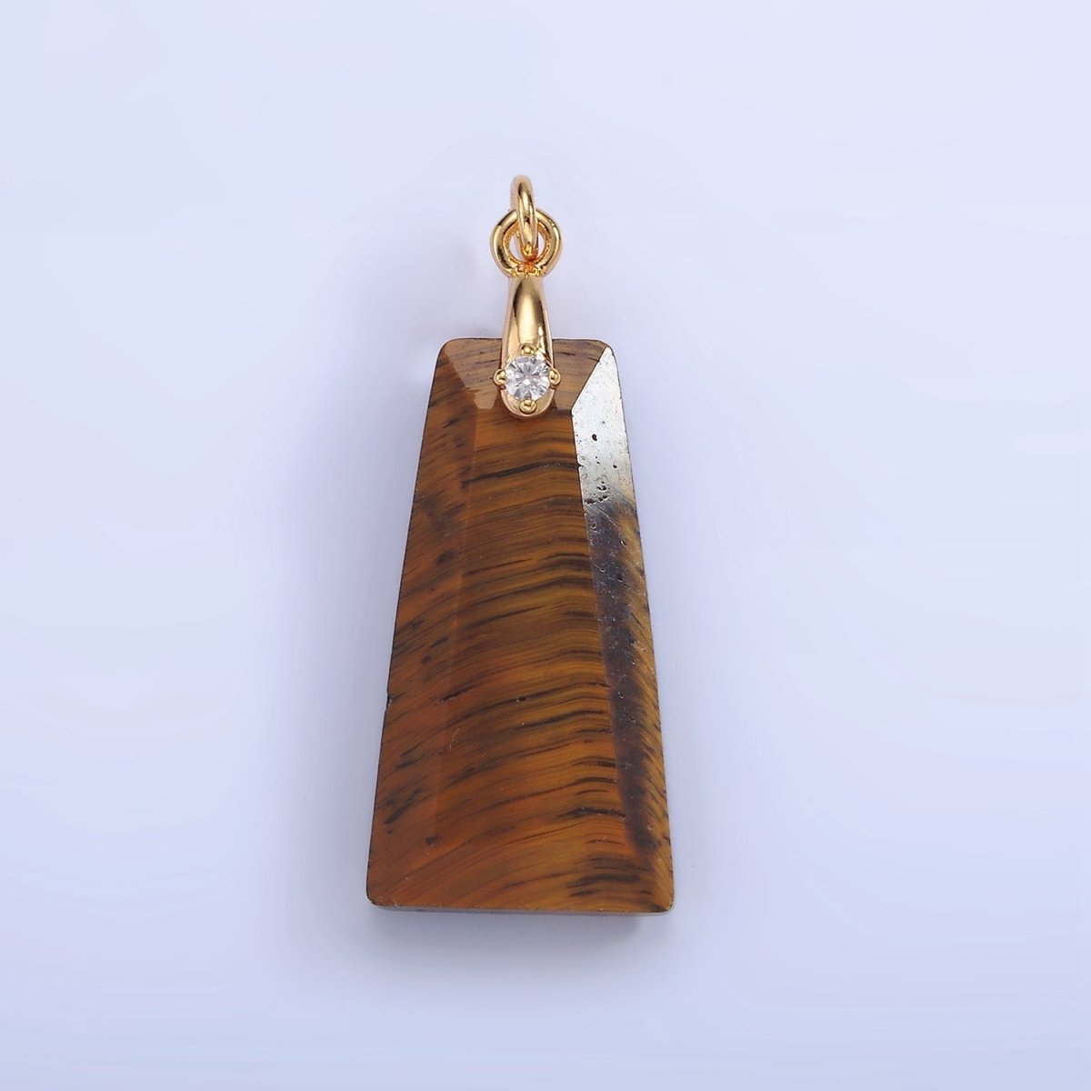 14K Gold Filled 30mm Natural Gemstone Triangle CZ Bail Pendant | AG324 - AG332
