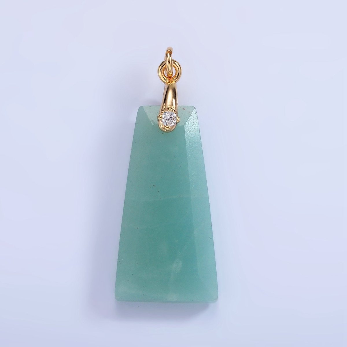 14K Gold Filled 30mm Natural Gemstone Triangle CZ Bail Pendant | AG324 - AG332