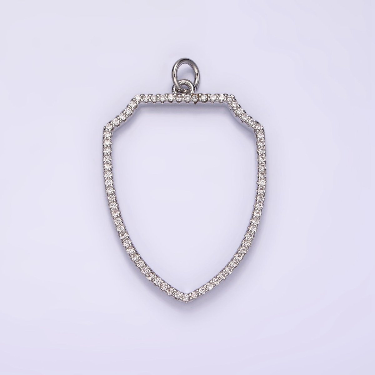 14K Gold Filled 30mm Open Micro Paved CZ Shield Crest Charm in Silver, Gold, Black | AG387 - AG389