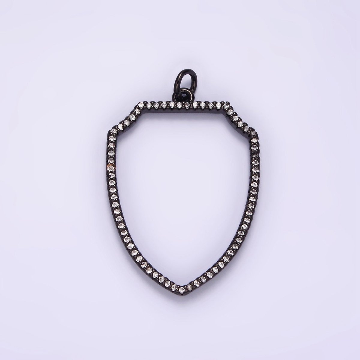 14K Gold Filled 30mm Open Micro Paved CZ Shield Crest Charm in Silver, Gold, Black | AG387 - AG389