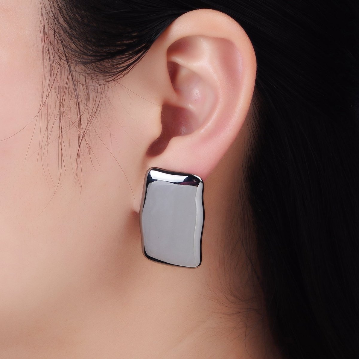 14K Gold Filled 30mm Rectangle Bar Minimalist Stud Earrings in Gold & Silver | P500 P501
