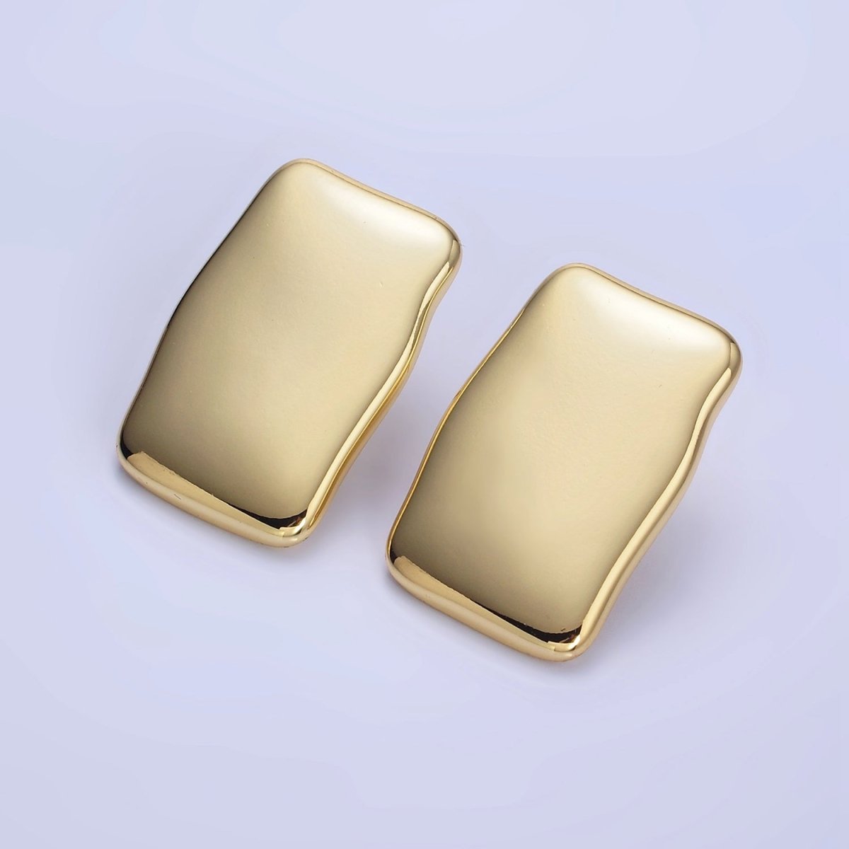 14K Gold Filled 30mm Rectangle Bar Minimalist Stud Earrings in Gold & Silver | P500 P501
