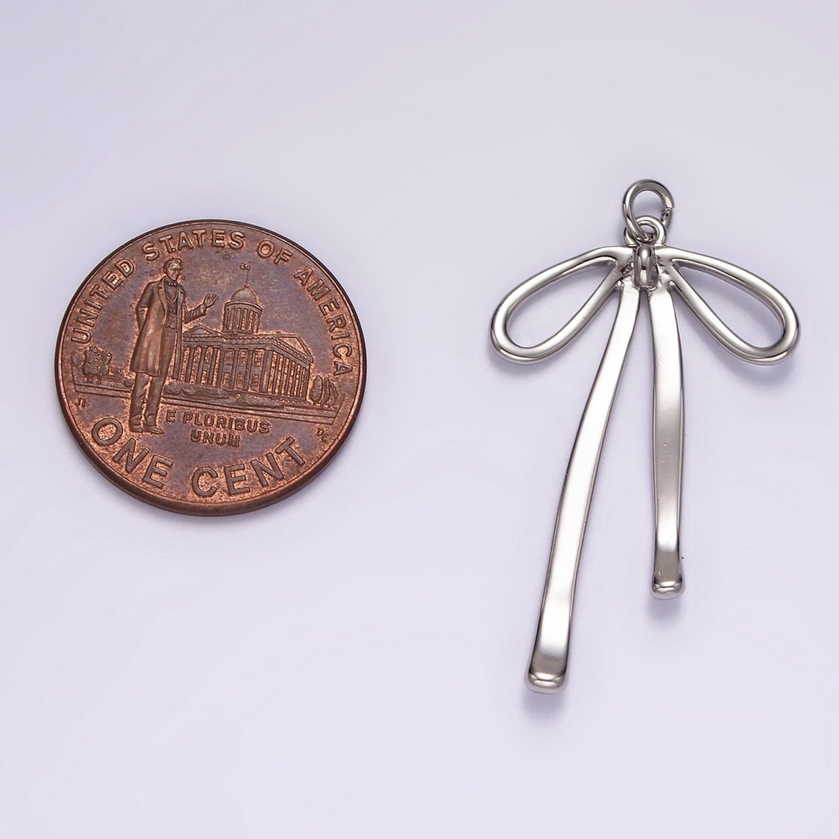14K Gold Filled 30mm Ribbon Bow Minimalist Charm in Gold & Silver | AG494