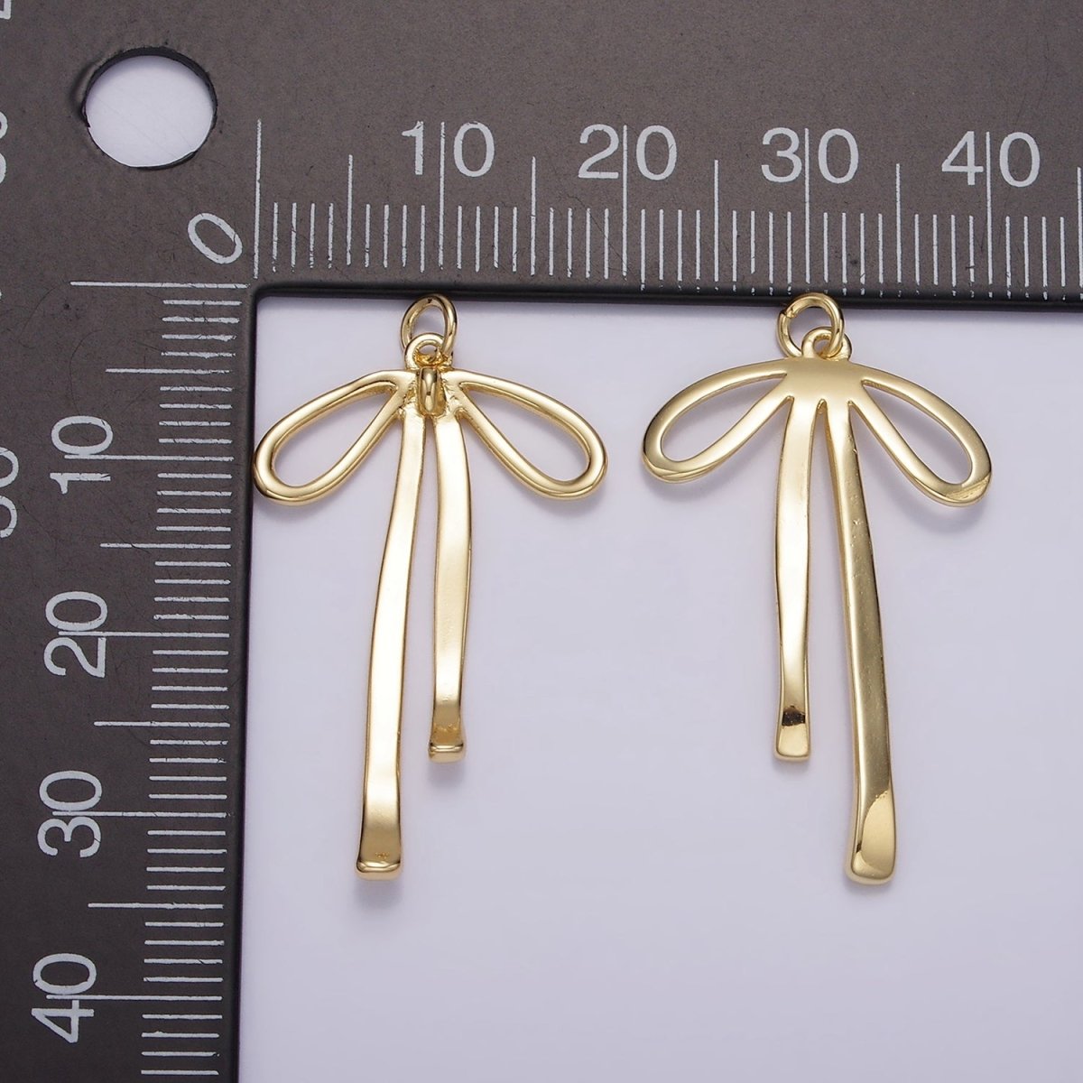 14K Gold Filled 30mm Ribbon Bow Minimalist Charm in Gold & Silver | AG494