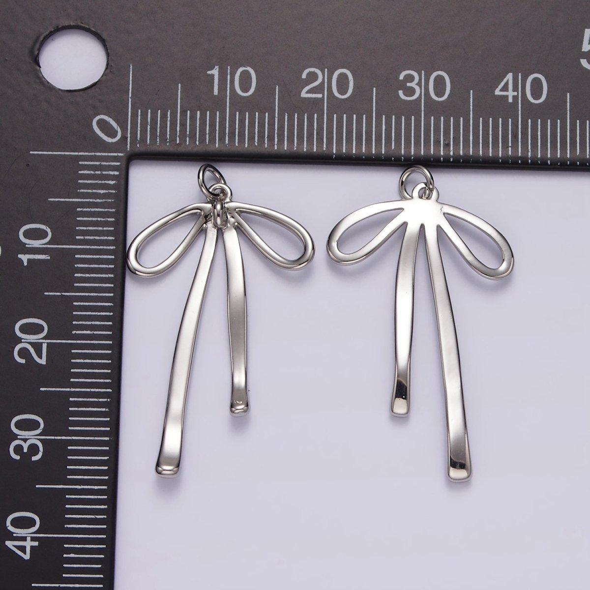 14K Gold Filled 30mm Ribbon Bow Minimalist Charm in Gold & Silver | AG494
