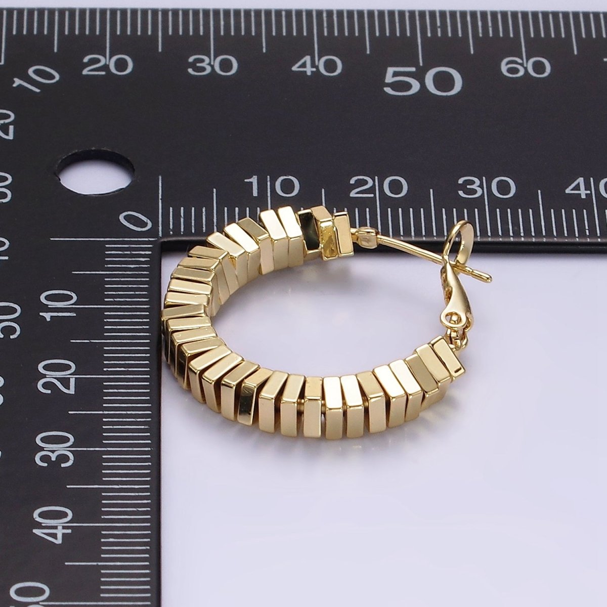 14K Gold Filled 30mm Square Cube Bead Hinge Hoop Earrings in Gold & Silver | AE852 AE853
