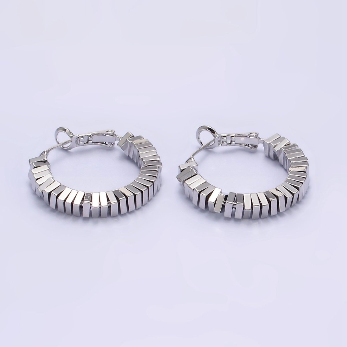 14K Gold Filled 30mm Square Cube Bead Hinge Hoop Earrings in Gold & Silver | AE852 AE853