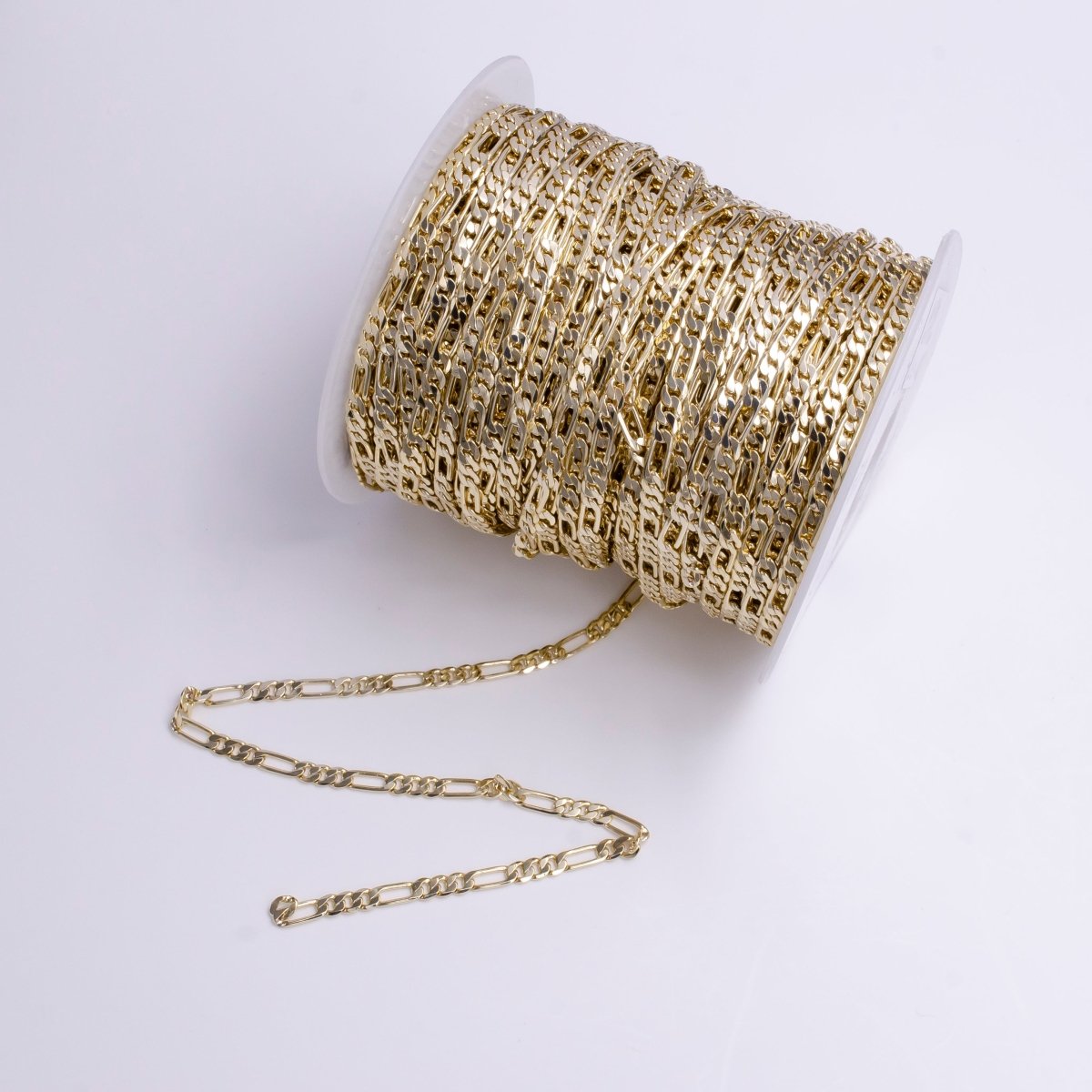 14K Gold Filled 3.4mm Width Figaro Chain Unfinished Chain by Yard Chain Bulk Wholesale | ROLL-1370 - DLUXCA