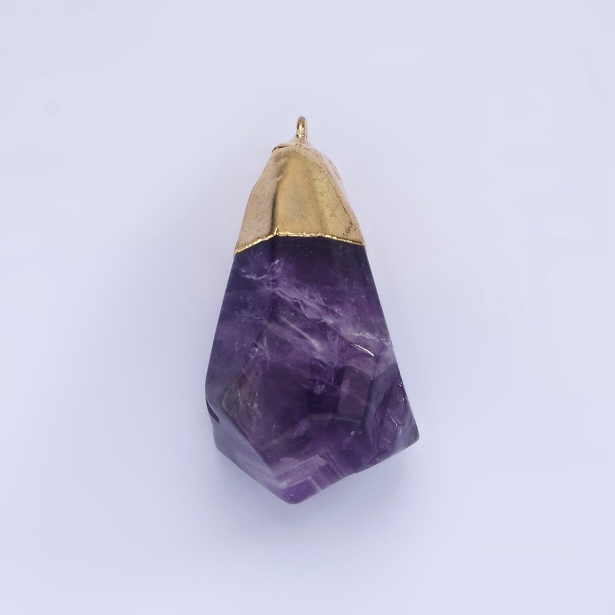 14K Gold Filled 35.5mm Rose Quartz, Amethyst Abstract Multifaceted Point Foiled Charm | N1653 N1654