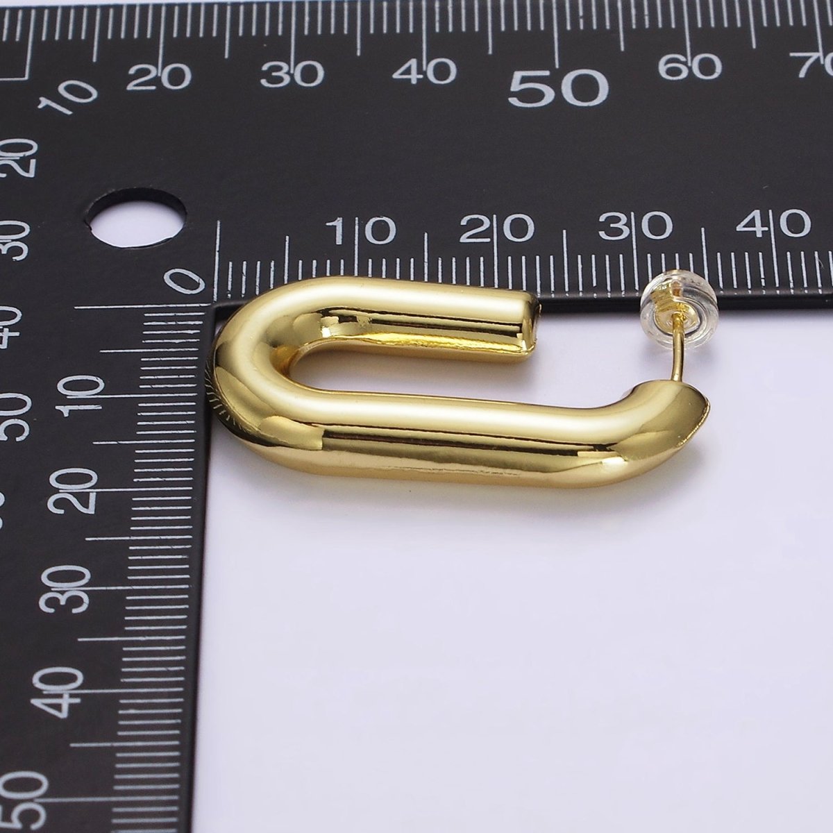 14K Gold Filled 35mm Chubby J-Shaped Hoop Earrings in Gold & Silver | AE547 AE548