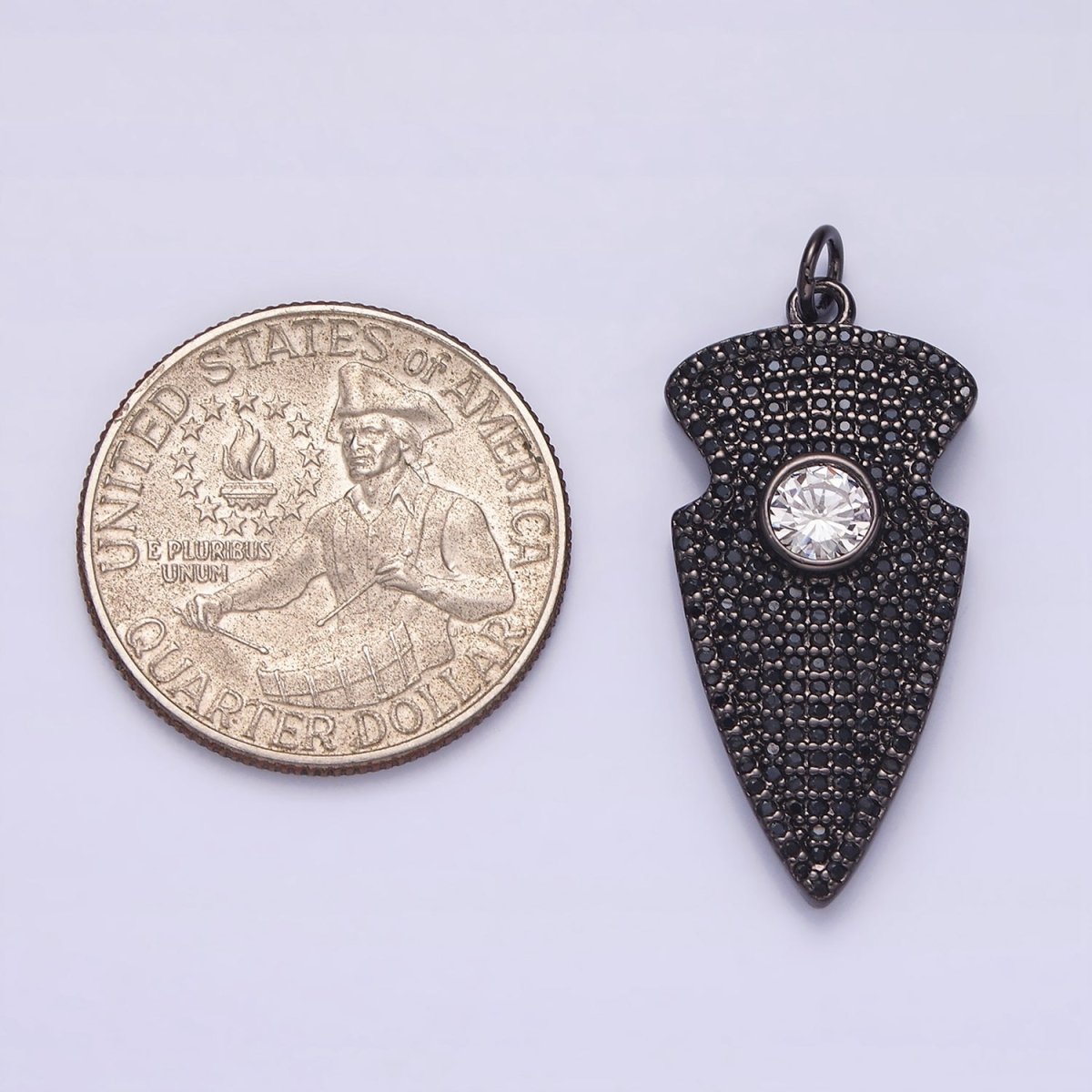 14K Gold Filled 35mm Clear CZ Micro Paved Arrow Point Charm in Silver, Gold, Black | N1126 - N1128