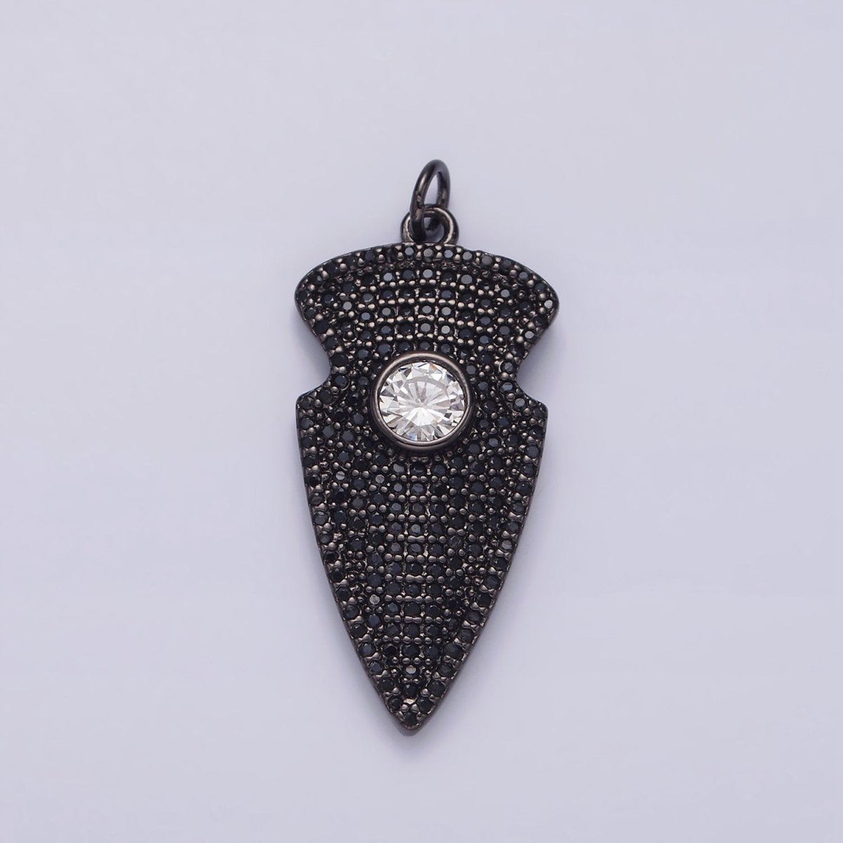 14K Gold Filled 35mm Clear CZ Micro Paved Arrow Point Charm in Silver, Gold, Black | N1126 - N1128